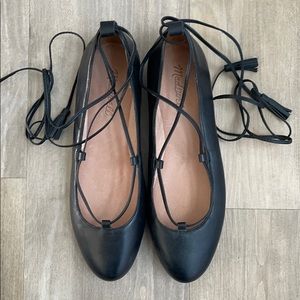 Madewell ballet ankle wrap flats
